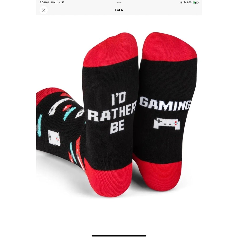 LAVLEY Socks “I'd Rather Be Gaming” Fun Golf Socks For Men and Women NEW